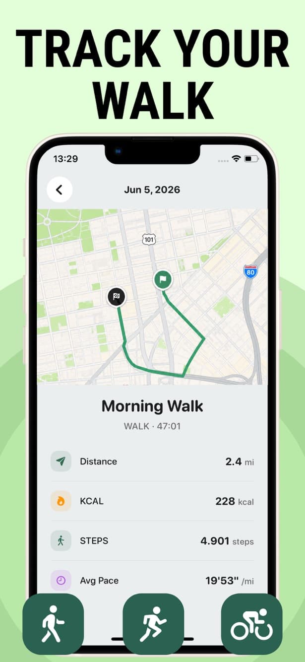 Track your walk route on a map