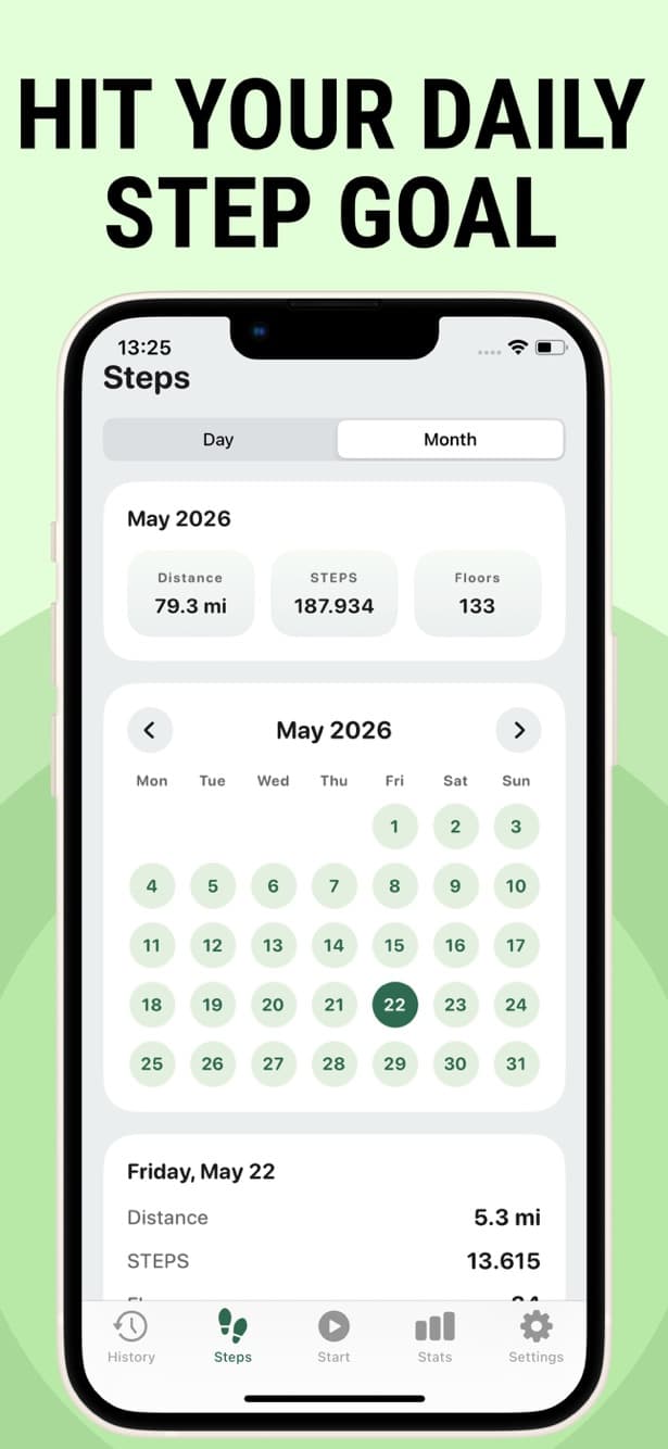 Daily step goal screen